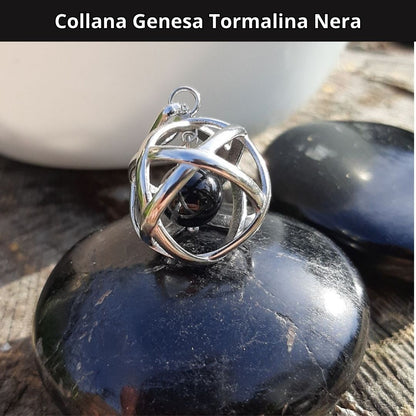 Collana Genesa Tormalina Nera (Acciaio Inox)