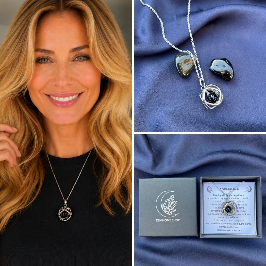 Collana Genesa Tormalina Nera (Acciaio Inox)