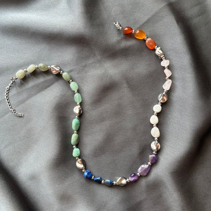 Collana Arcobaleno Argento con Pietre Naturali