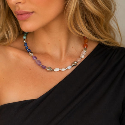 Collana Arcobaleno Argento con Pietre Naturali
