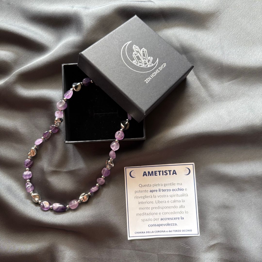 Collana Luce Argento Pietra Naturale Ametista