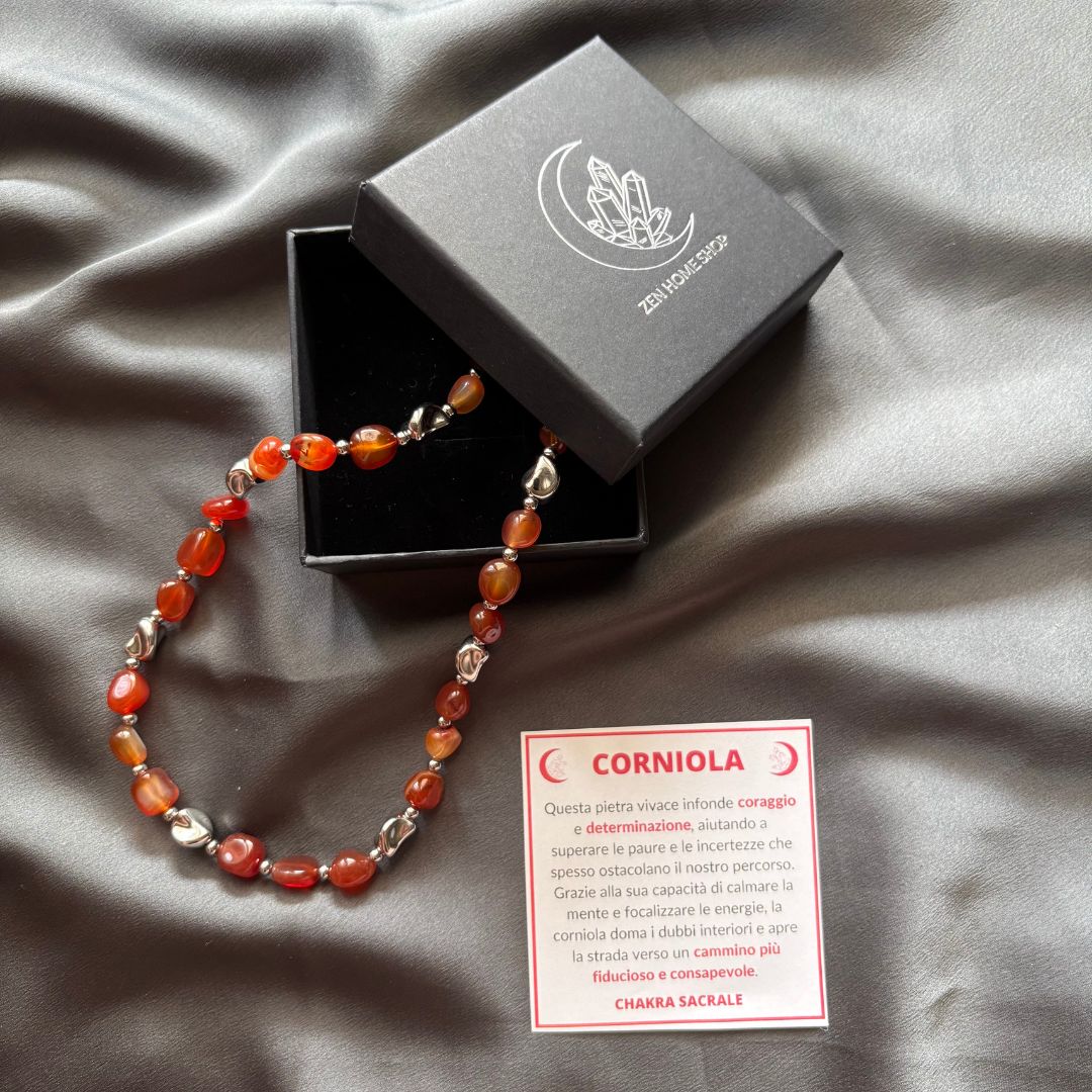 Collana Luce Argento Pietra Naturale Corniola