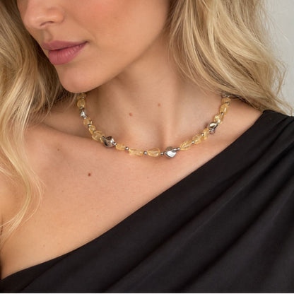Collana Luce Argento Pietra Naturale Quarzo Citirno