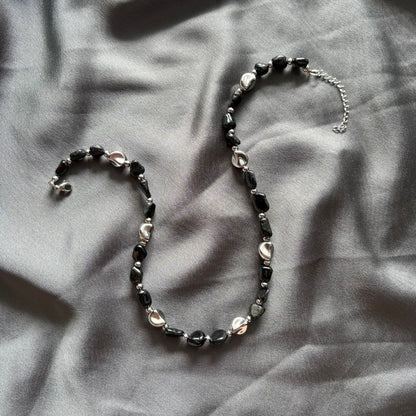 Collana Luce Argento Pietra Naturale Tormalina Nera