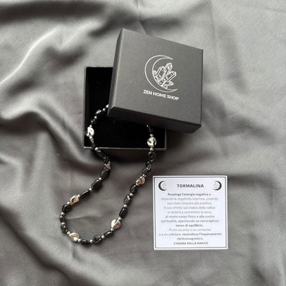 Collana Luce Argento Pietra Naturale Tormalina Nera