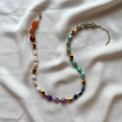 Collana Arcobaleno Oro con Pietre Naturali