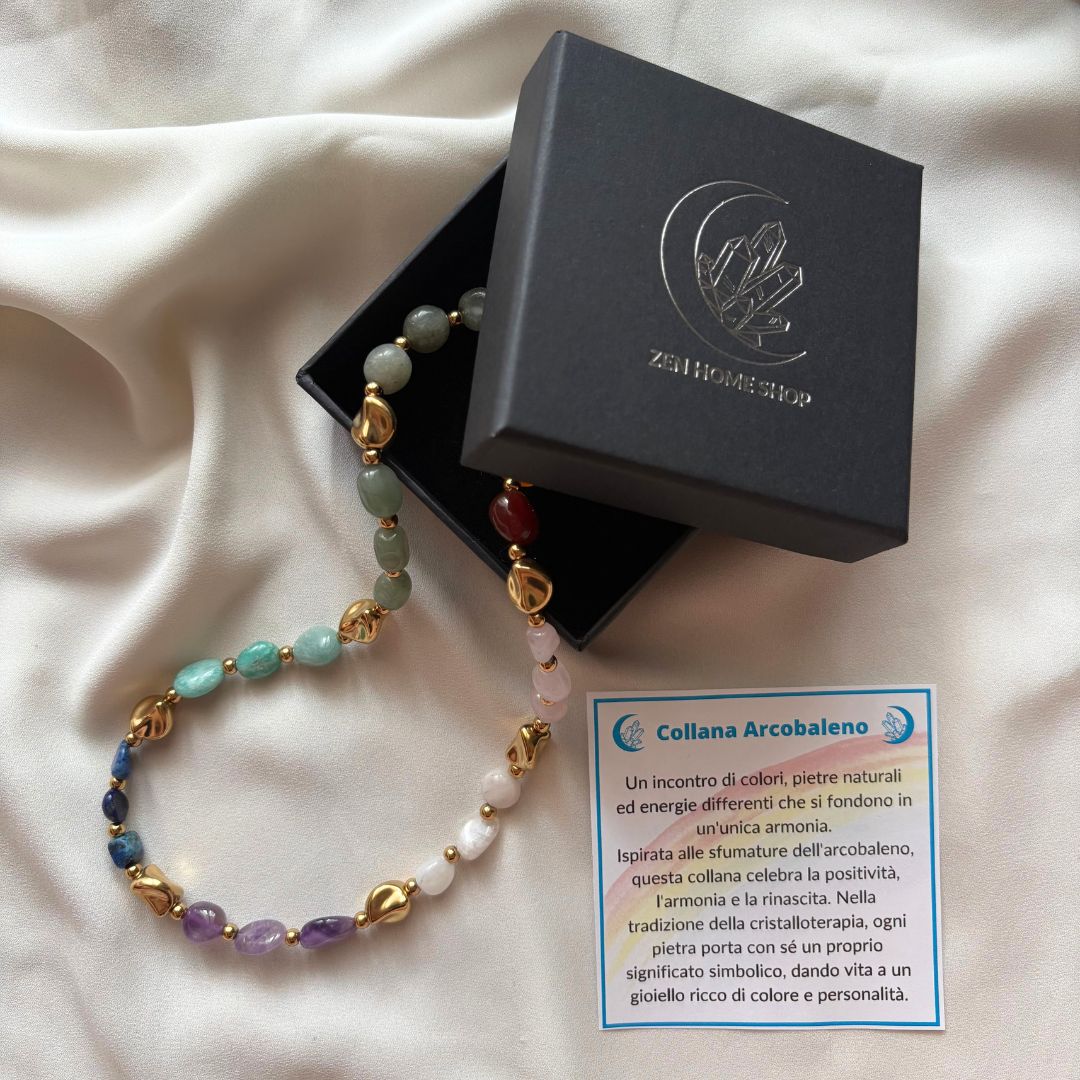 Collana Arcobaleno Oro con Pietre Naturali