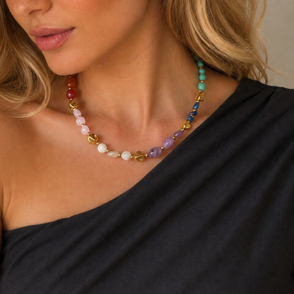 Collana Arcobaleno Oro con Pietre Naturali