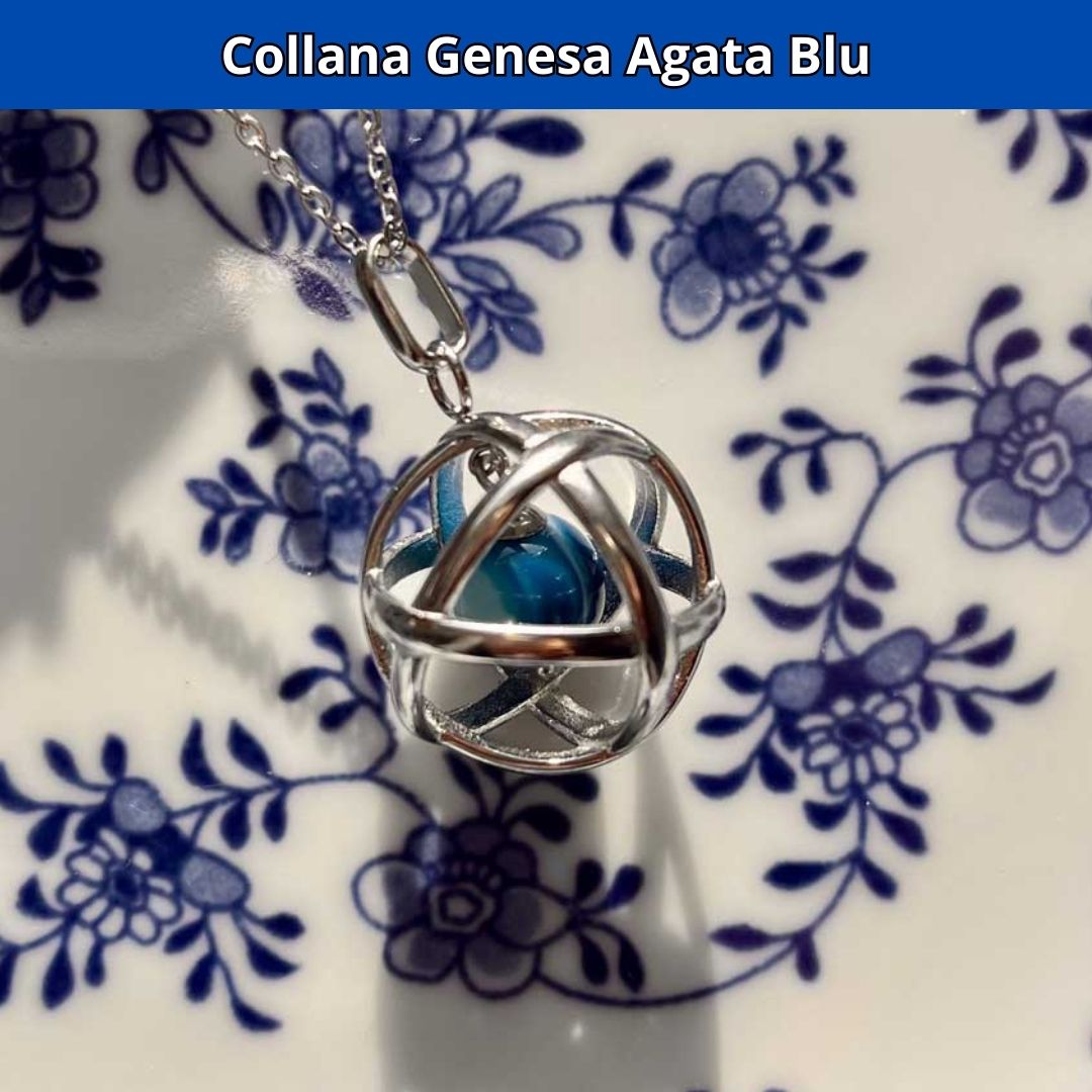 Collana Regolabile Genesa Agata Blu (Acciaio Inox)