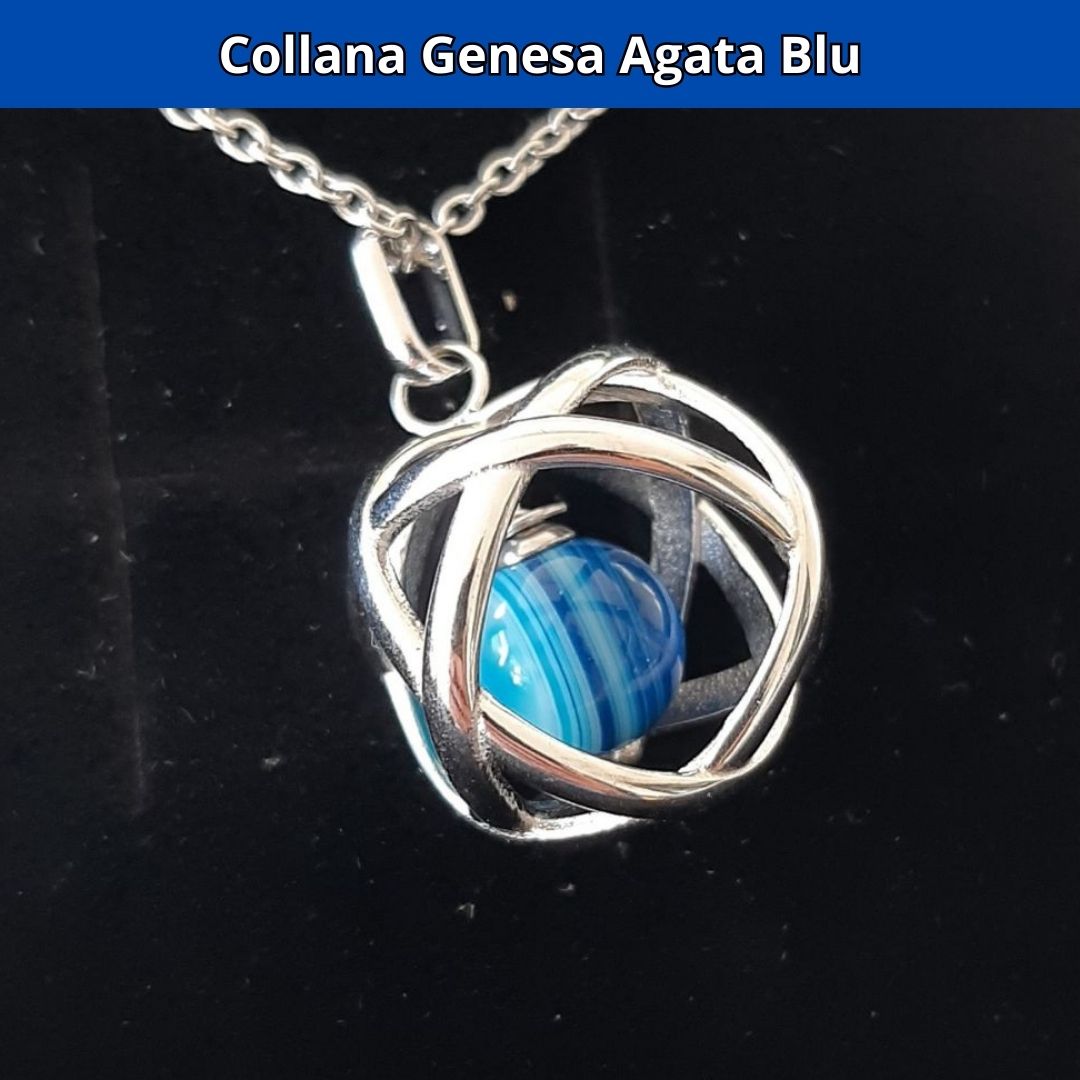 Collana Regolabile Genesa Agata Blu (Acciaio Inox)
