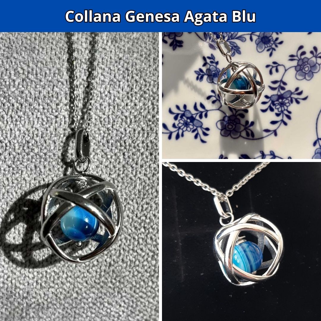 Collana Regolabile Genesa Agata Blu (Acciaio Inox)