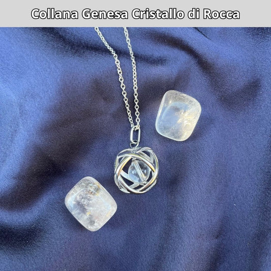 Collana Regolabile Genesa Cristallo di Rocca (Acciaio Inox)