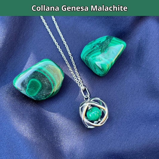Collana Regolabile Genesa Malachite (Acciaio Inox)
