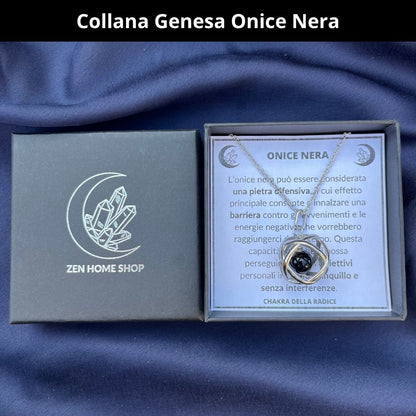 Collana Genesa Onice Nera (Acciaio Inox)