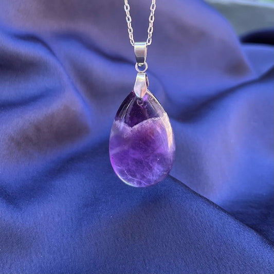 Collana pietra naturale petalo in Ametista