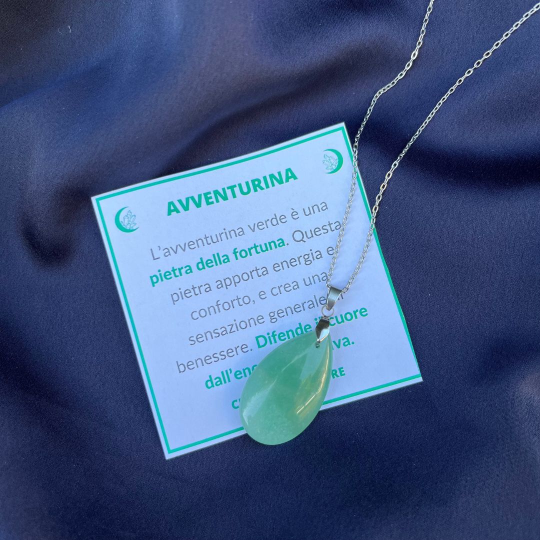 Collana pietra naturale petalo in Avventurina