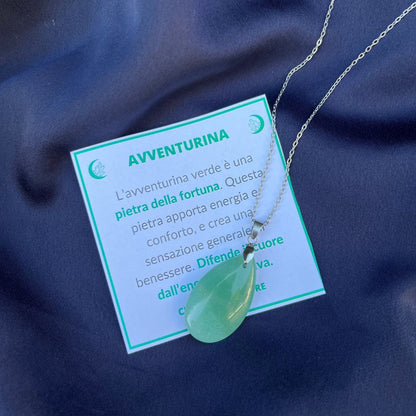Collana pietra naturale petalo in Avventurina