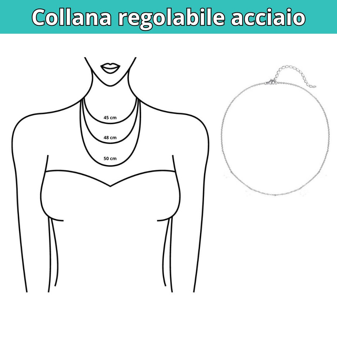 Collana Regolabile Fiore della Vita grande 3,7 cm (acciaio inox)
