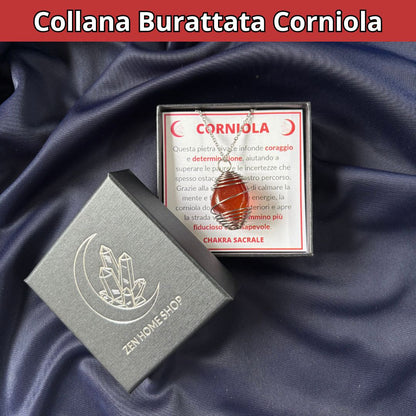 Collana Corniola Burattata con Spirale in Acciaio Inossidabile