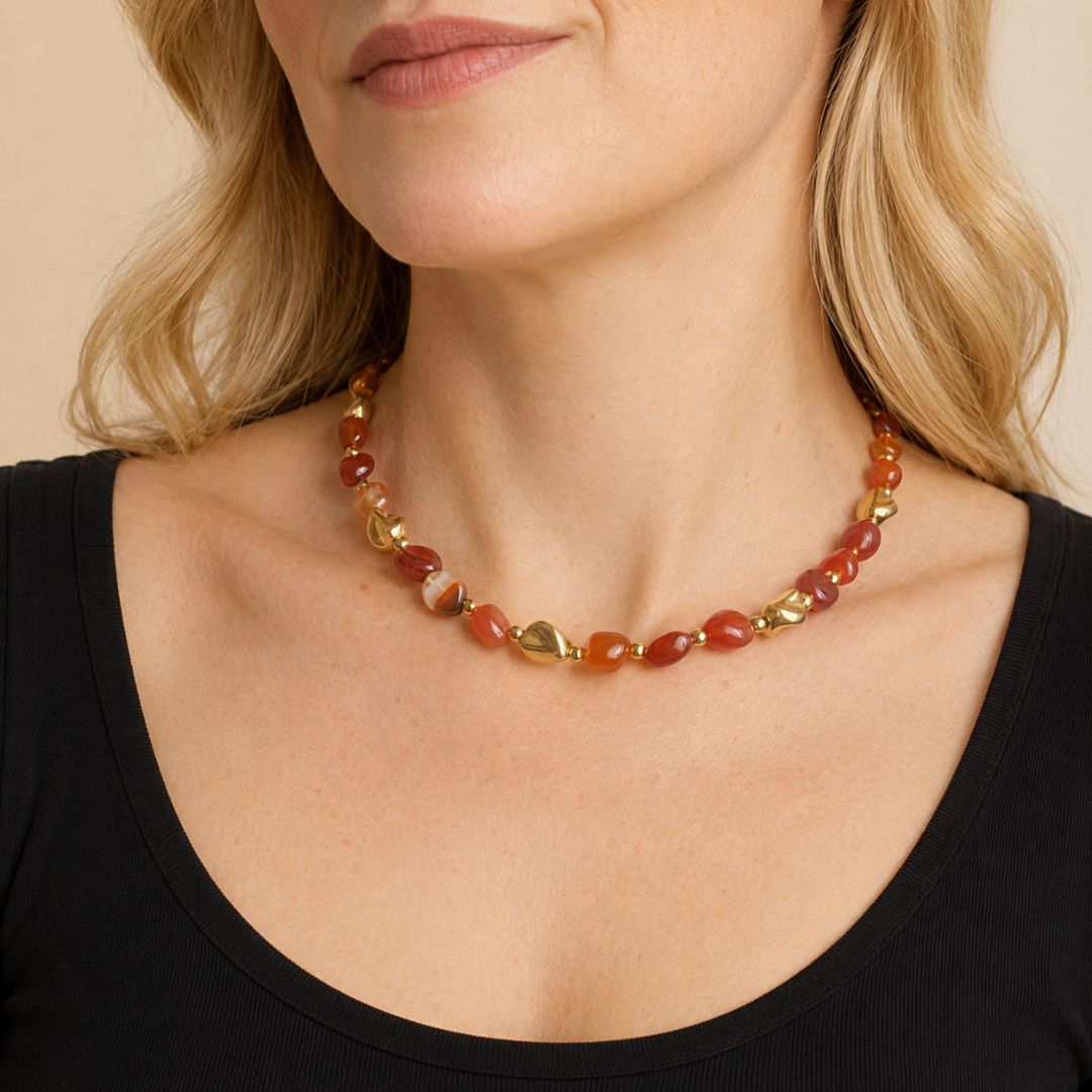 Collana Luce Pietra Naturale Corniola