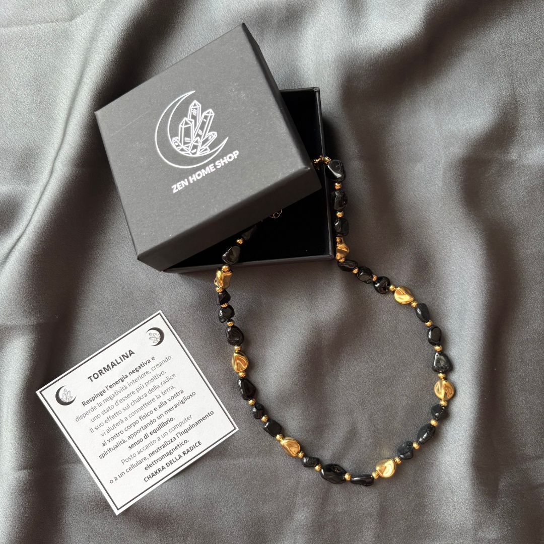 Collana Luce Pietra Naturale Tormalina Nera