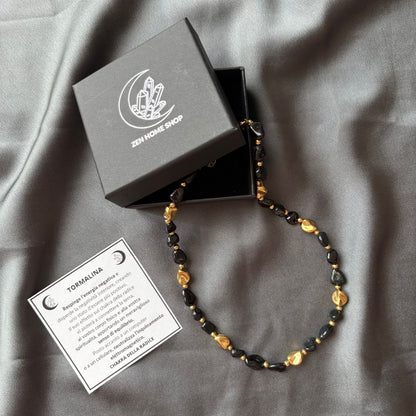 Collana Luce Pietra Naturale Tormalina Nera