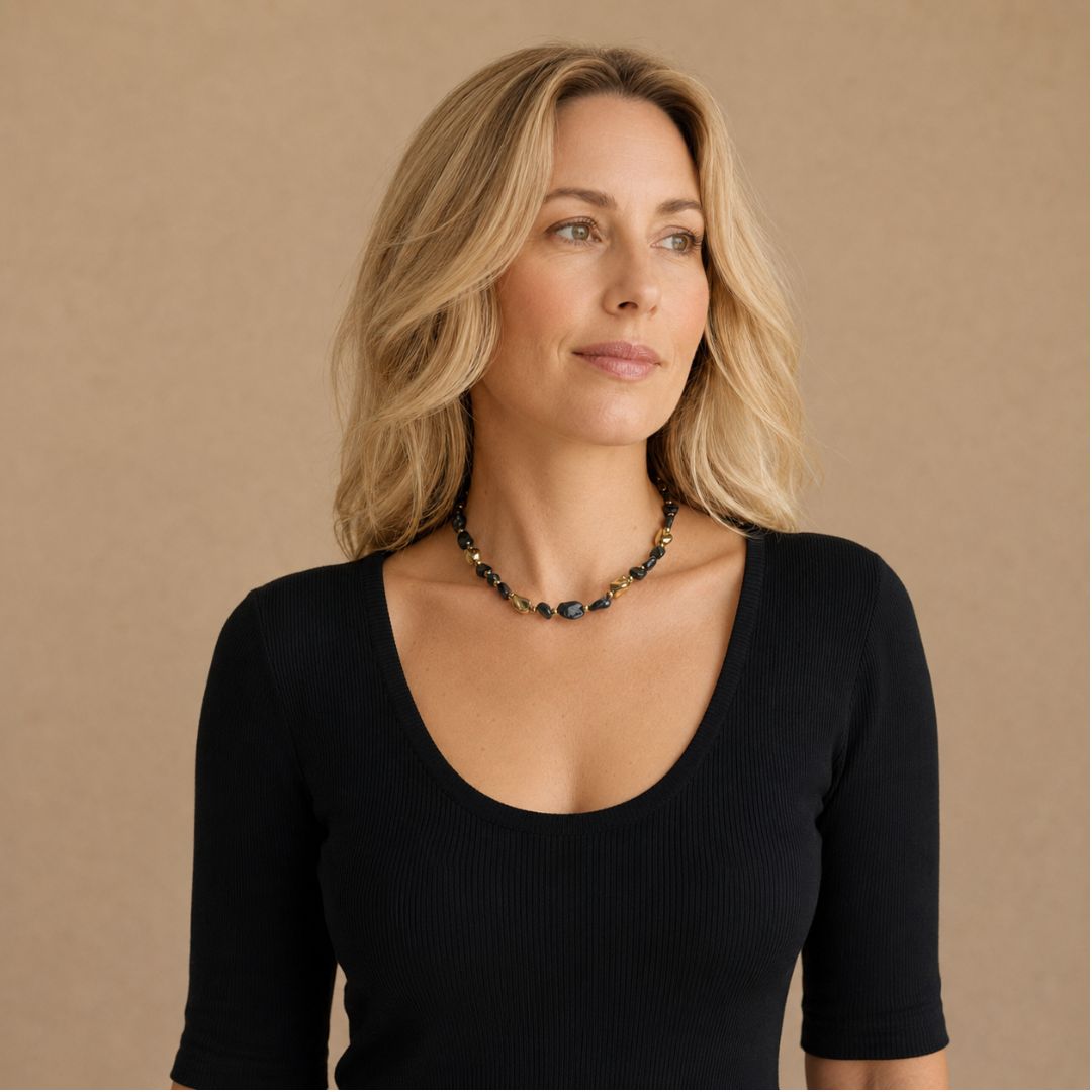 Collana Luce Pietra Naturale Tormalina Nera