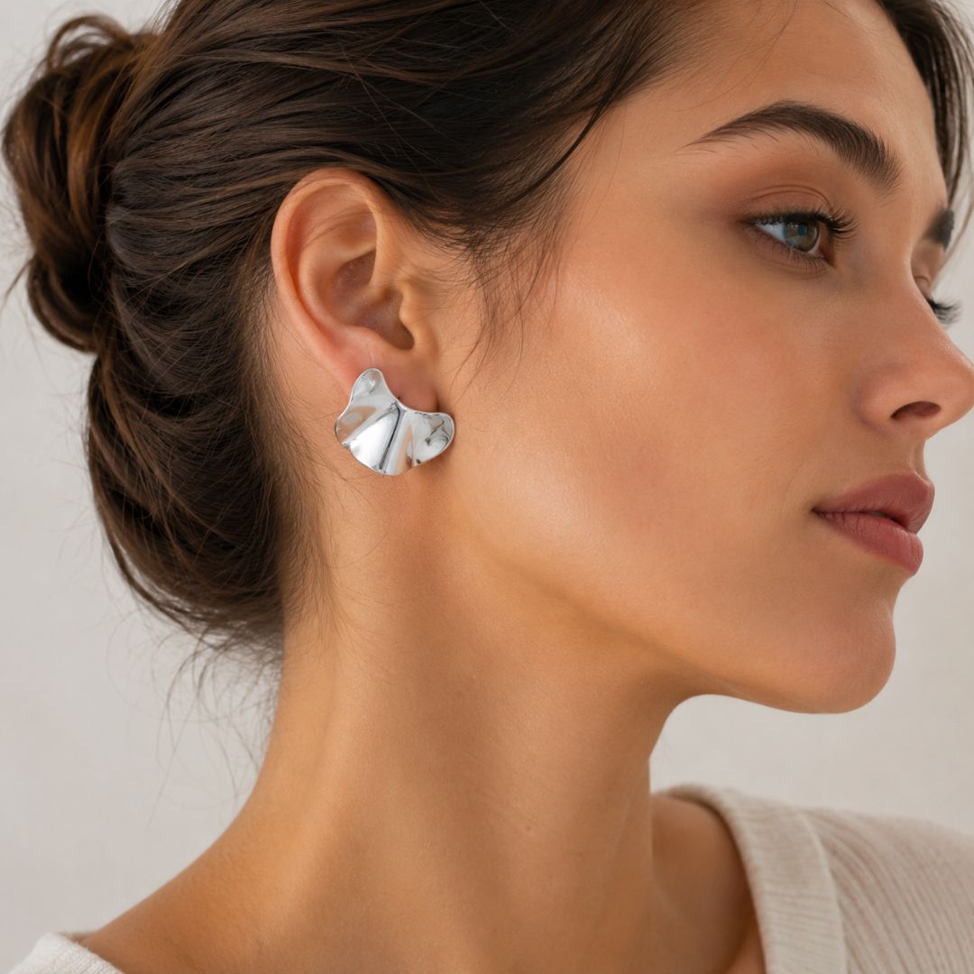 Orecchini Fold argento in Acciaio Inossidabile
