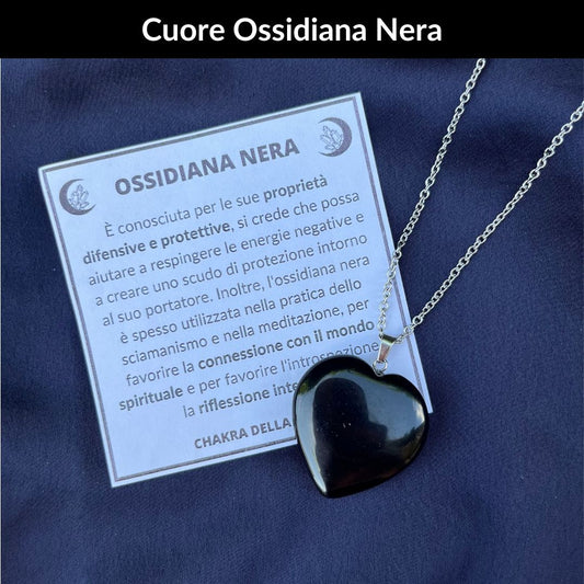 Collana Cuore Ossidiana Nera