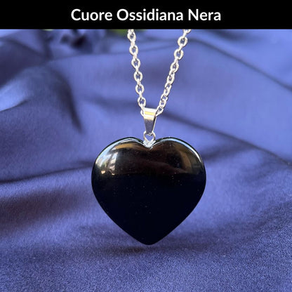 Collana Cuore Ossidiana Nera
