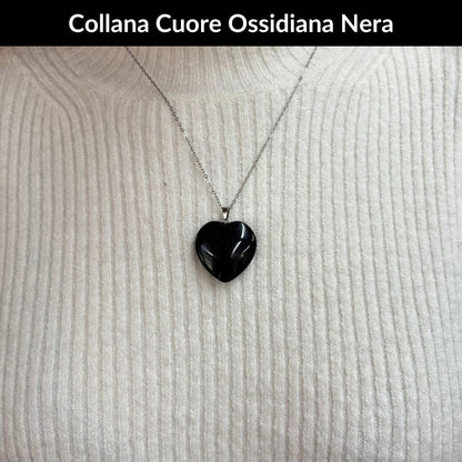 Collana Cuore Ossidiana Nera