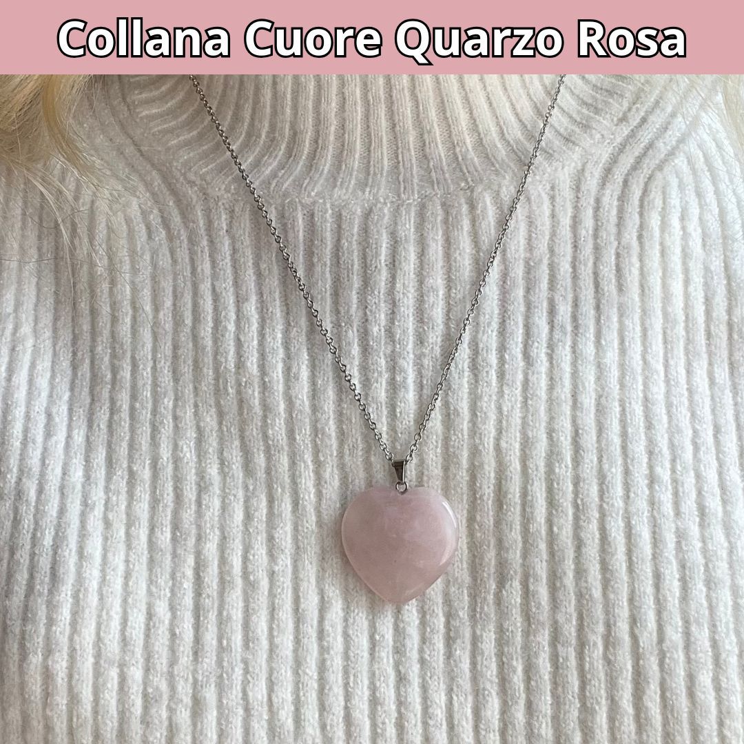 Collana Cuore Quarzo Rosa