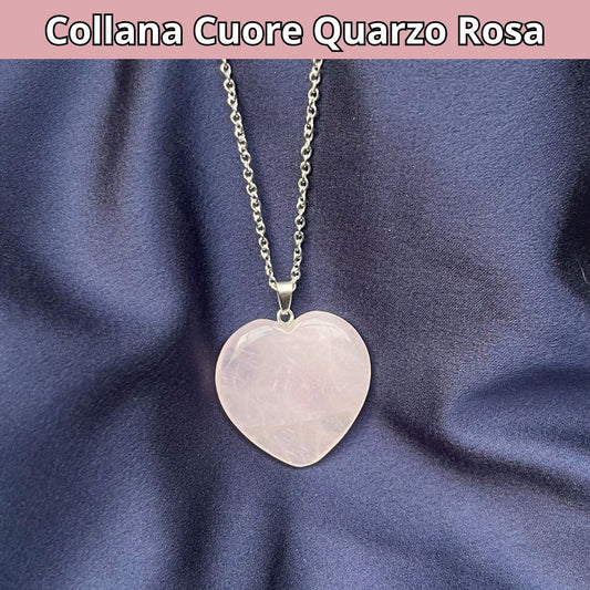 Collana Cuore Quarzo Rosa