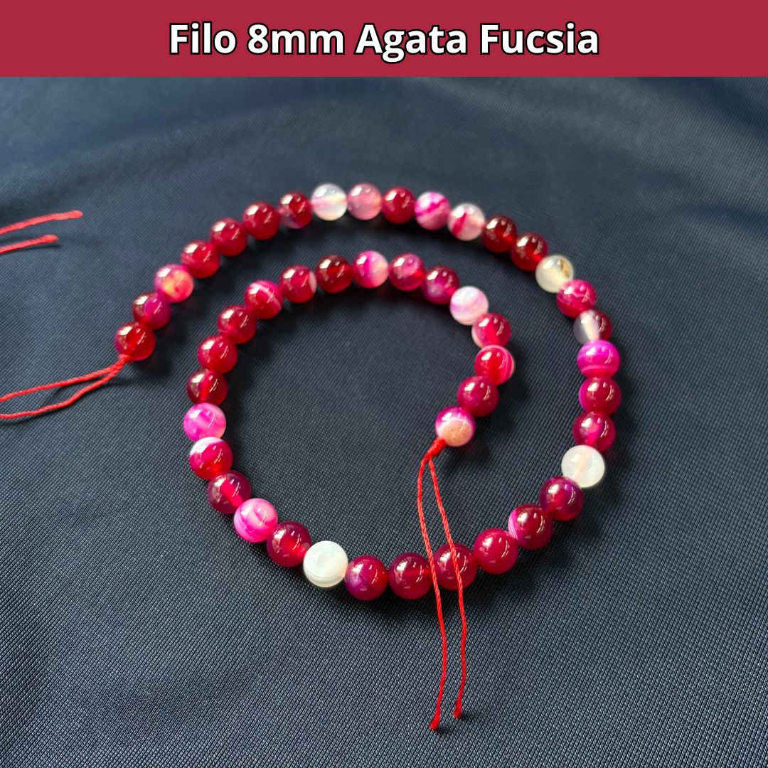 Fili in pietra naturale Agata fucsia (trattata) 8mm (45-48 perle)