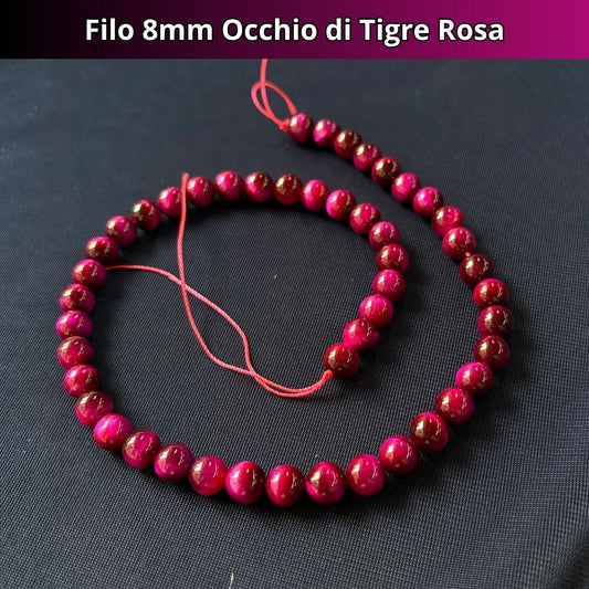 Fili in pietra naturale Occhio Di Tigre Rosa (tinto) 8mm (48 perle)