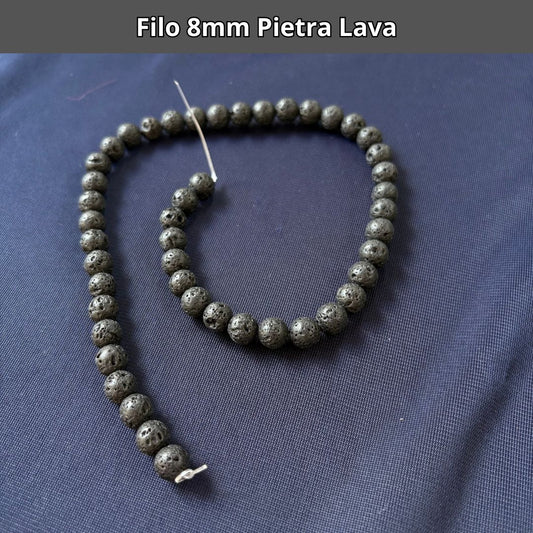 Fili in pietra naturale Lava 8mm (46 perle)
