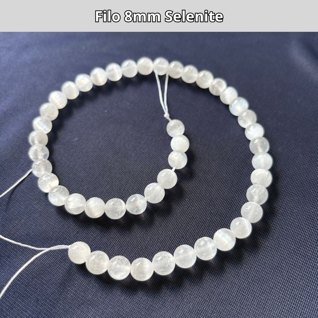 Fili in pietra naturale Selenite 8mm (46 perle)