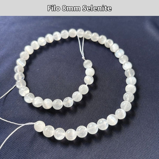 Fili in pietra naturale Selenite 8mm (46 perle)