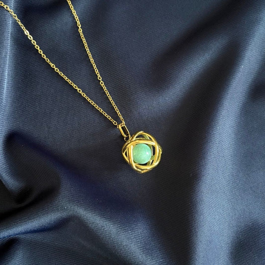 Collana Genesa Amazzonite – Acciaio Oro