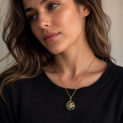 Collana Genesa Amazzonite – Acciaio Oro