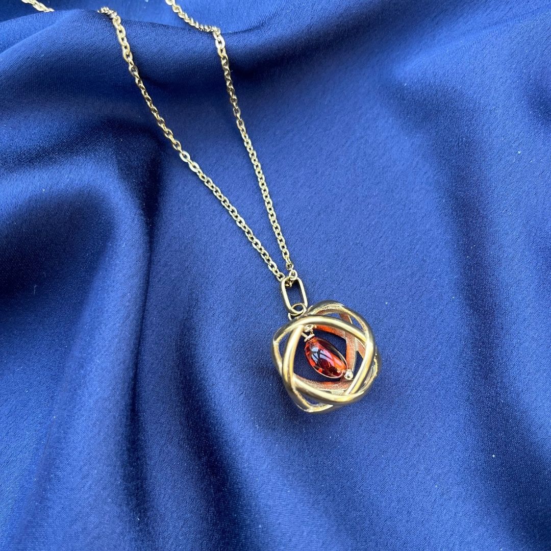 Collana Genesa Ambra – Acciaio Oro