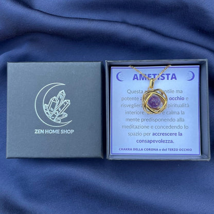 Collana Genesa Ametista – Acciaio Oro