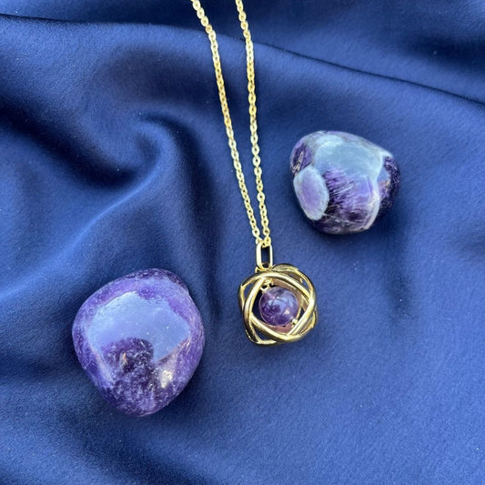 Collana Genesa Ametista – Acciaio Oro