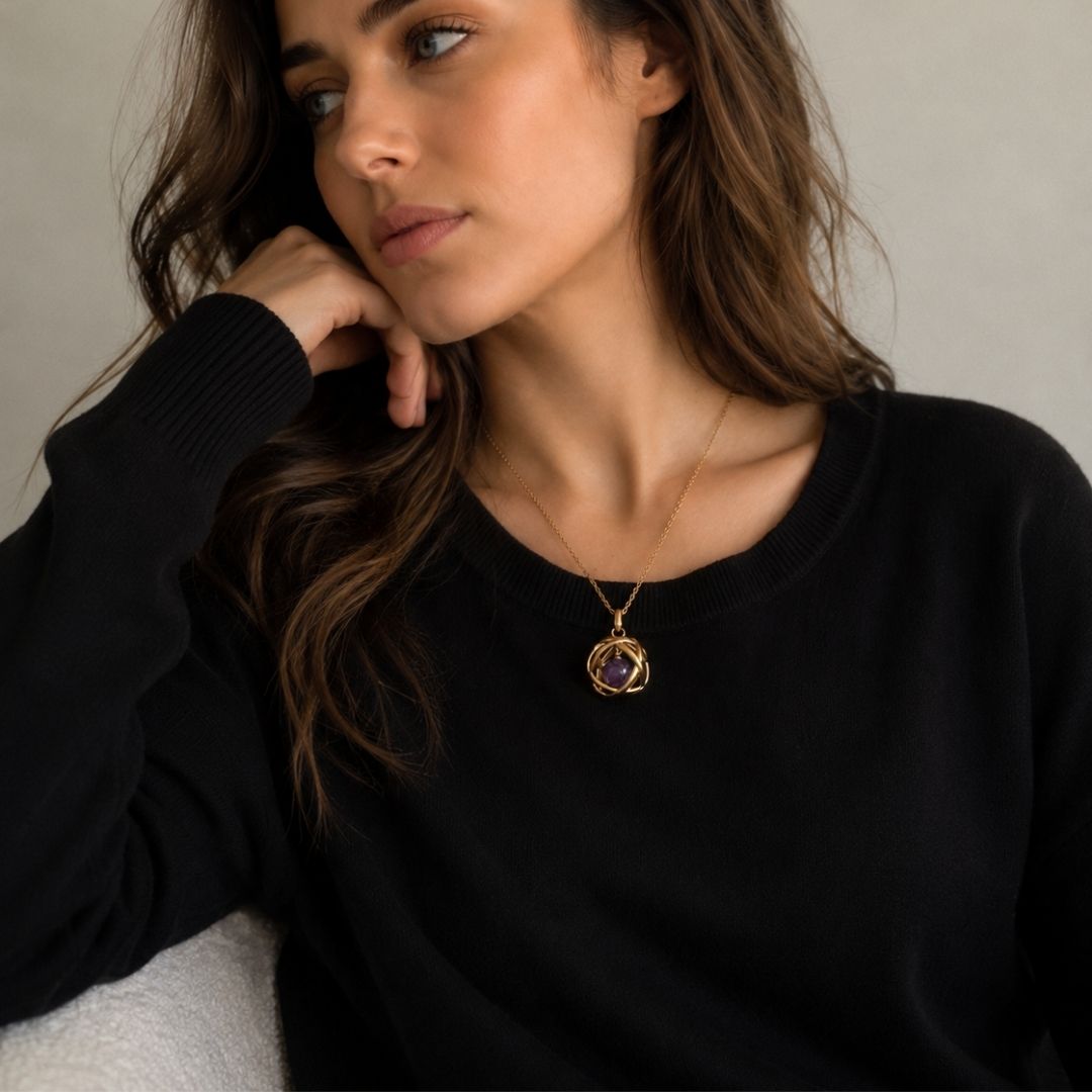 Collana Genesa Ametista – Acciaio Oro