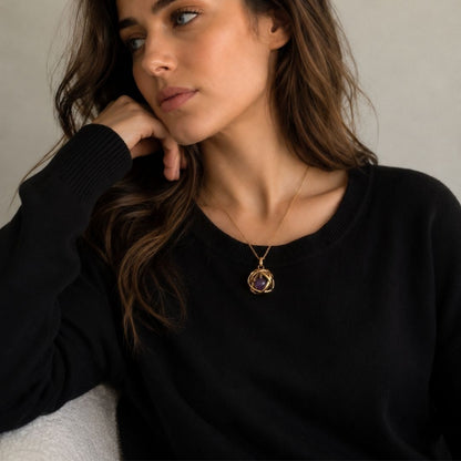 Collana Genesa Ametista – Acciaio Oro
