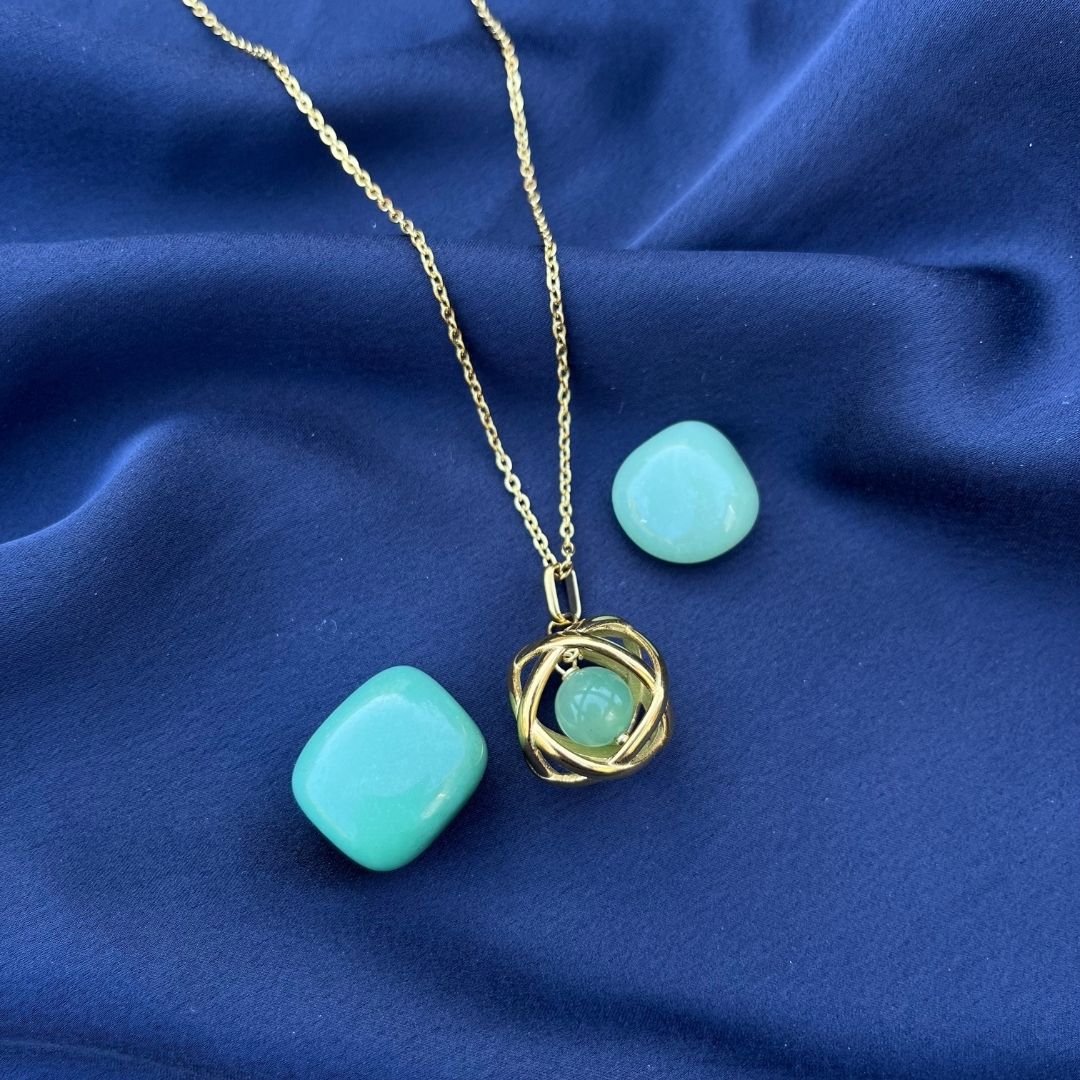 Collana Genesa Avventurina – Acciaio Oro