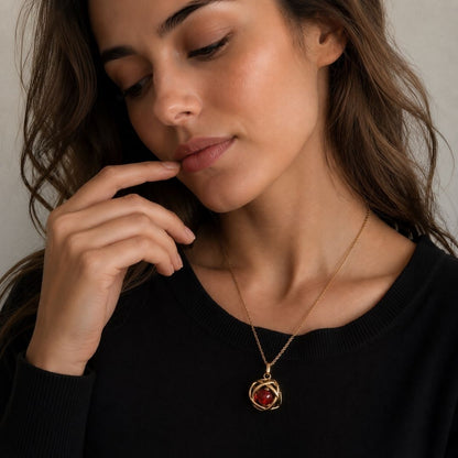 Collana Genesa Corniola – Acciaio Oro