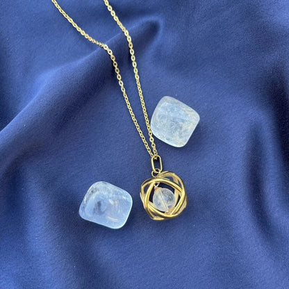 Collana Genesa Cristallo di Rocca – Acciaio Oro