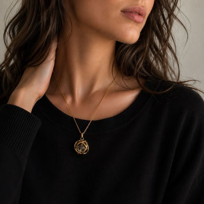 Collana Genesa Cristallo di Rocca – Acciaio Oro