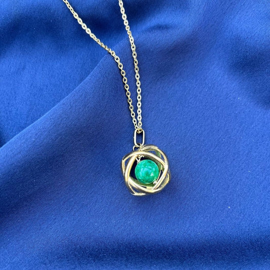 Collana Genesa Giada Verde – Acciaio Oro